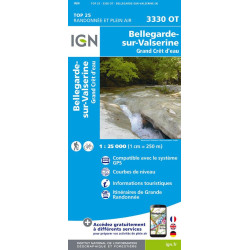 Achat Carte randonnées IGN - 3330 OT - Bellegarde Sur Valserine - Grand Crêt d'Eau