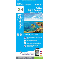 Achat Carte randonnées IGN Fréjus St Raphaël - Corniche de l'Esterel - 3544 ET