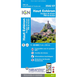 Achat Carte randonnées IGN Haut Estéron - Préalpes de Grasse - 3542 ET