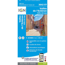 Achat Carte randonnées IGN Vallée De l'Estéron Vallée Du Loup - 3642 ET