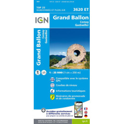 Achat Carte randonnées IGN Thann Masevaux - Ballon d'Alsace - 3620 ET