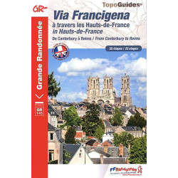 Carte randonnée GR145 VIA FRANCIGENA CANTERBURY REIMS 1450