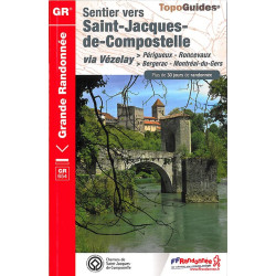 Carte randonnée GR65/GR654/GR654O/GR654E ST JACQUES PERIGUEUX RONCEVAUX 6543