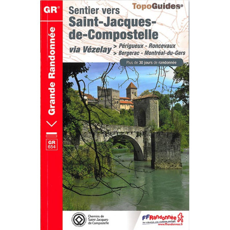 Carte randonnée GR65/GR654/GR654O/GR654E ST JACQUES PERIGUEUX RONCEVAUX 6543
