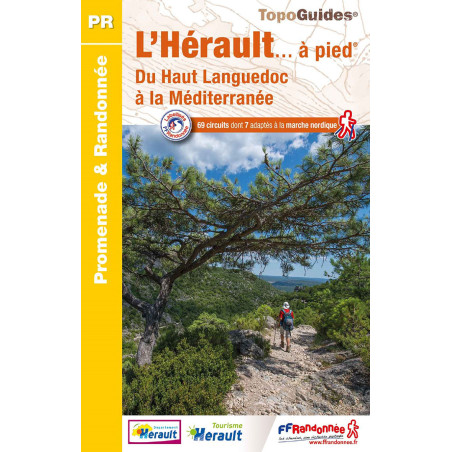 Carte randonnée L'HERAULT - A PIED DU HAUT LANGUEDOC A LA MEDITERRANEE D034