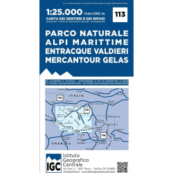 Carte randonnée N*113 PARCO NATURALE ALPI MARITTIME ENTRACQUE, VALDIERI, MERCANTOUR