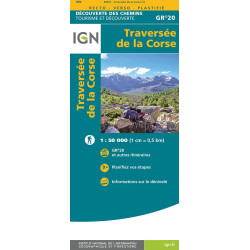 Carte randonnée TRAVERSEE DE LA CORSE GR20