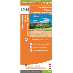 Carte randonnée D70 D88 HAUTE-SAONE VOSGES TERRITOIRE DE BELFORT