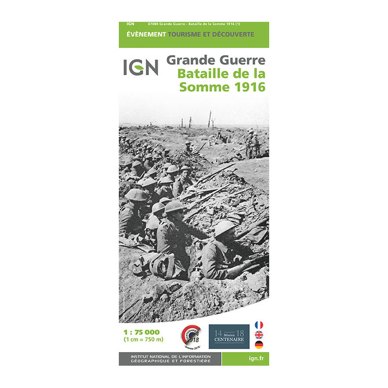 Carte randonnée BATAILLE DE LA SOMME 1916 Carte randonnée BATAILLE DE LA SOMME 1916