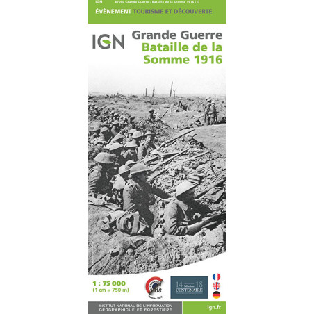 Carte randonnée BATAILLE DE LA SOMME 1916