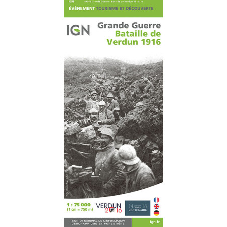 Carte randonnée BATAILLE DE VERDUN 1916