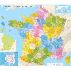 Carte FRANCE ADMINISTRATIVE PLASTIFIEE NOUVELLES REGIONS 100 CM X 115 CM