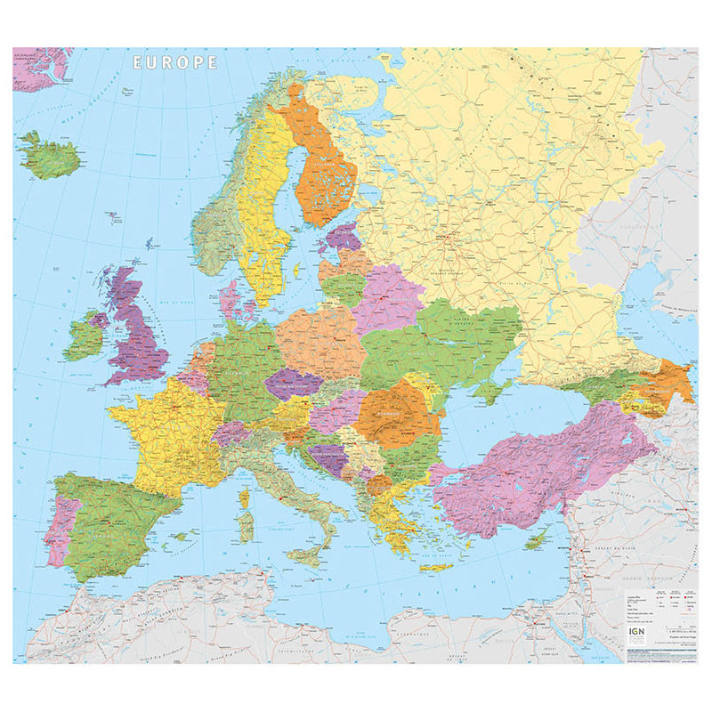 Carte POSTER EUROPE PLASTIFIE 110 X 100 CM Carte POSTER EUROPE PLASTIFIE 110 X 100 CM