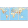 Carte POSTER MONDE PLASTIFIE (3 FEUILLES) 143CM X 289CM