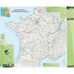 Carte POSTER VOIES VERTES VELOROUTES PLASTIFIE 98 CM X 119 CM