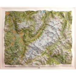 Carte relief 60054 MASSIF DU MONT BLANC 94CM X 114 CM