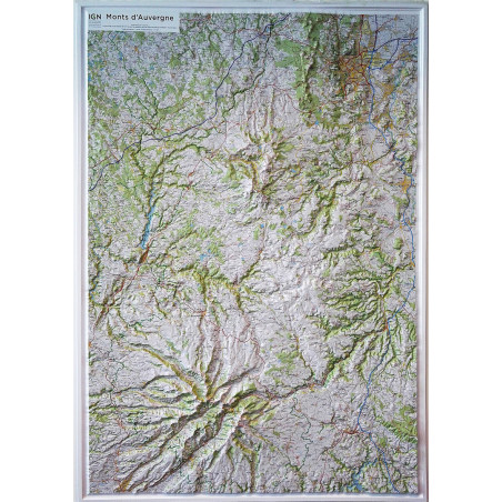 Carte relief 60176 MONTS D'AUVERGNE 113CM X 80CM