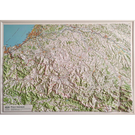 Carte relief 60180 PAYS-BASQUE 113 CM X 80 CM