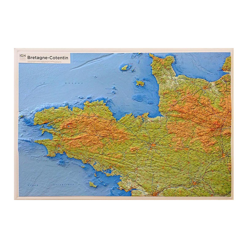 Carte relief 60303 BRETAGNE COTENTIN 113 CM X 80 CM Carte relief 60303 BRETAGNE COTENTIN 113 CM X 80 CM