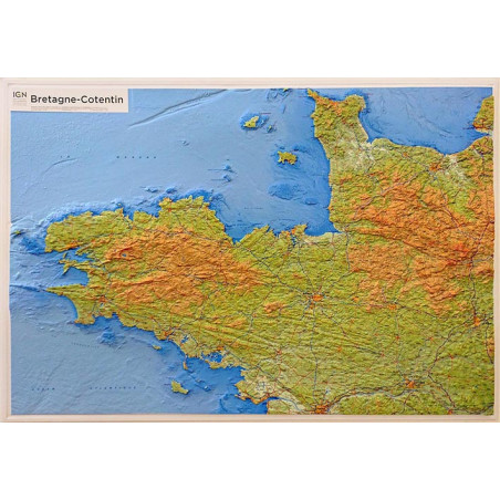 Carte relief 60303 BRETAGNE COTENTIN 113 CM X 80 CM