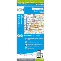 Carte randonnée 1218SB RENNES CESSON-SEVIGNE LIFFRE