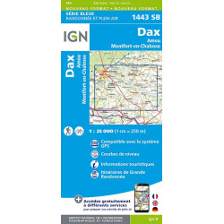 Carte randonnée 1443SB DAX AMOU MONTFORT-EN-CHALOSSE