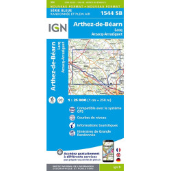 Carte randonnée 1544SB ARTHEZ-DE-BEARN LACQ ARZACQ-ARRAZIGUET