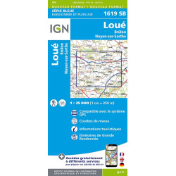 Carte randonnée 1619SB LOUE BRULON NOYEN-SUR-SARTHE