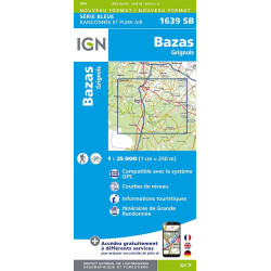Carte randonnée 1639SB BAZAS GRIGNOLS