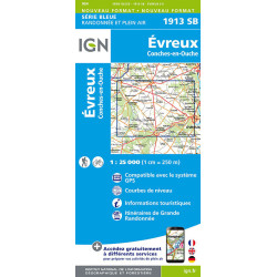 Carte randonnée 1913SB EVREUX - CONCHES EN OUCHE