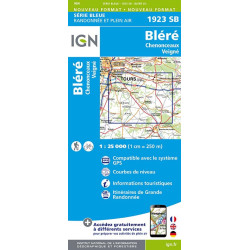 Carte randonnée 1923SB BLERE CHENONCEAUX VEIGNE
