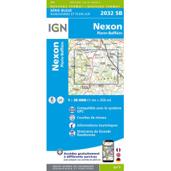 Carte randonnée 2032SB NEXON PIERRE-BUFFIERE