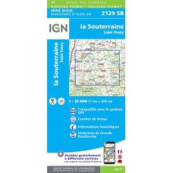 Carte randonnée 2129SB LA SOUTERRAINE ST-VAURY