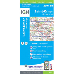 Carte randonnée 2304SB ST-OMER AIRE-SUR-LA-LYS