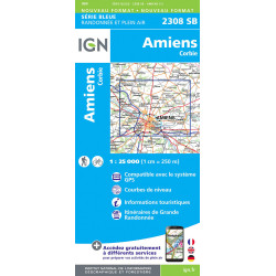 Carte randonnée 2308SB AMIENS CORBIE