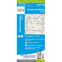 Carte randonnée 2329SB EVAUX-LES-BAINS GOUZON