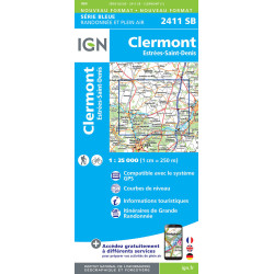 Carte randonnée 2411SB CLERMONT ESTREES-SAINT-DENIS