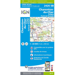 Carte randonnée 2426SB CHARENTON-DU-CHER VALIGNY FORET DE TRONCAIS