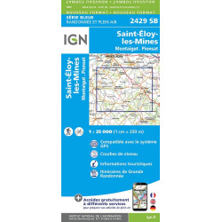 Carte randonnée 2429SB SAINT-ELOY-LES-MINES MONTAIGUT PIONSAT