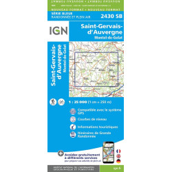 Carte randonnée 2430SB SAINT-GERVAIS-D'AUVERGNE MONTEL DE GELAT