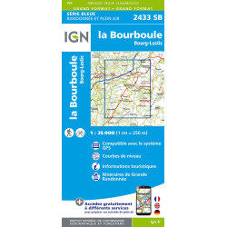 Carte randonnée 2433SB LA BOURBOULE BOURG-LASTIC