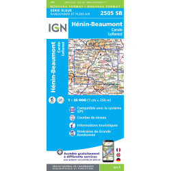 Carte randonnée 2505SB HENIN-BEAUMONT CARVIN LEFOREST