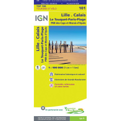 Carte randonnée 101 - LILLE CALAIS LE TOUQUET-PARIS PLAGE PNR DES CAPES MARAIS D OPALE