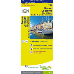 Carte randonnée 107 - ROUEN LE HAVRE COTE D ALBATRE BOUCLES DE LA SEINE NORMANDE