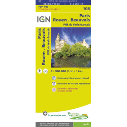 Carte randonnée 108 - PARIS ROUEN BEAUVAIS PNR DU VEXIN FRANCAIS