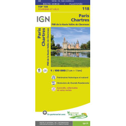 Carte randonnée 118 - PARIS  CHARTRES PNR DE LA HAUTE VALLEE DE CHEVREUSE