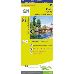 Carte randonnée 119 - PARIS SENS PNR GATINAIS FRANCAIS