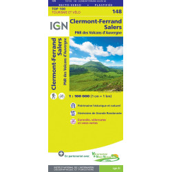 Carte randonnée 148 - CLERMONT-FERRAND SALERS PNR DES VOLCANS D AUVERGNE