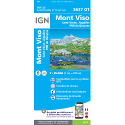 Carte randonnée 3637OT MONT VISO ST-VERAN AIGUILLES PNR DU QUEYRAS