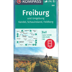 Carte randonnée 889 FREIBURG UND UMGEBUNG KANDEL SCHAUINSLAND FELDBERG